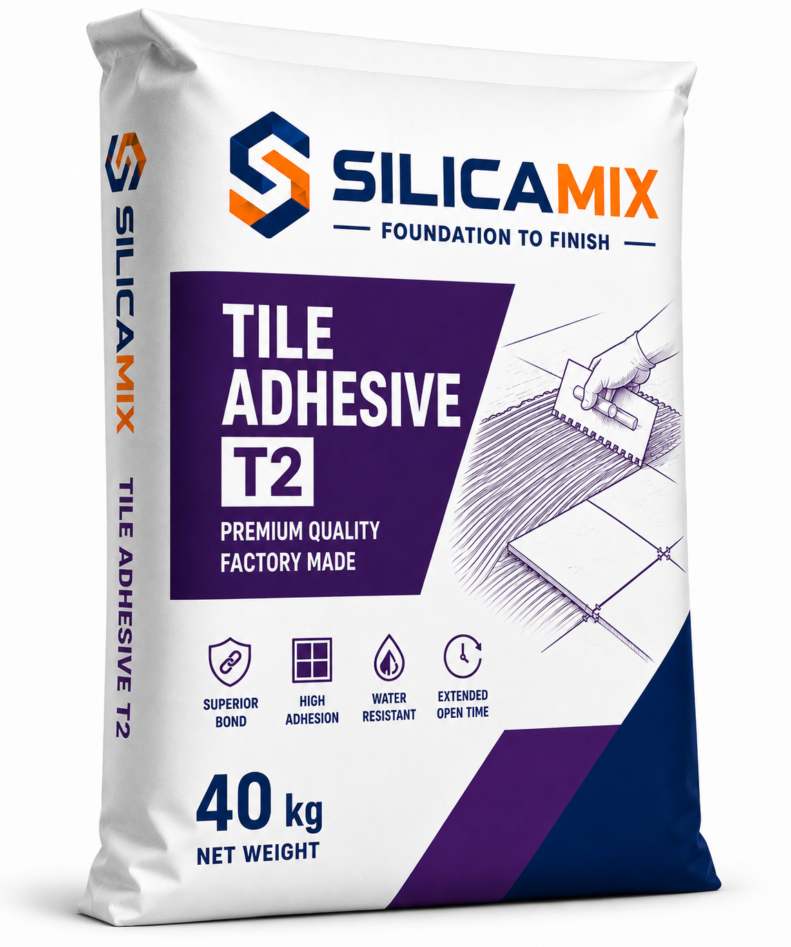 Tile Adhesive T2 — Heavy Duty - SilicaMix factory-direct dry mix mortar